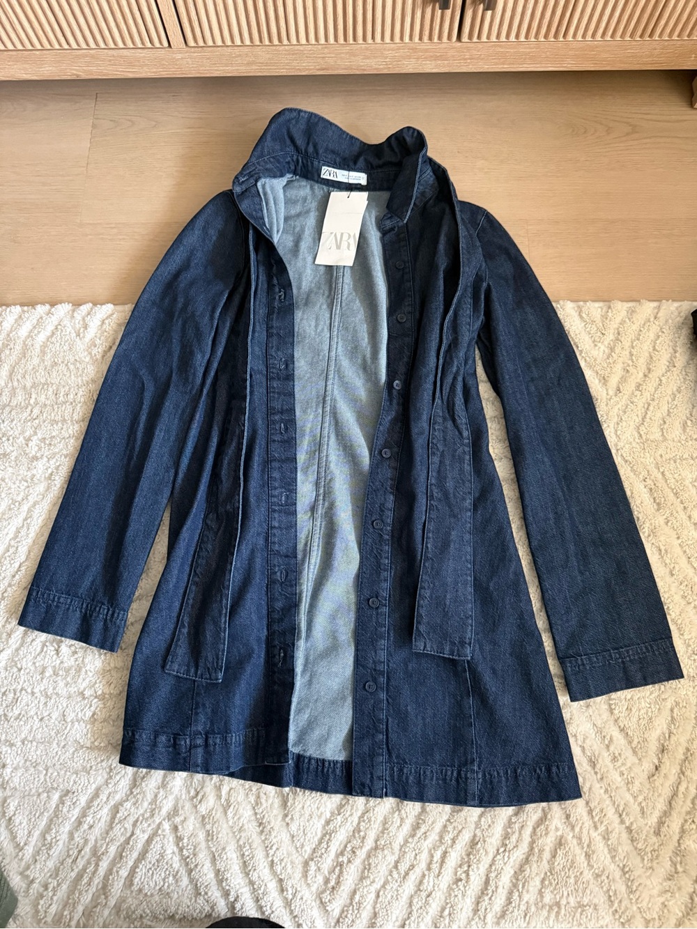 NWT Zara Indigo Denim Longline Dress